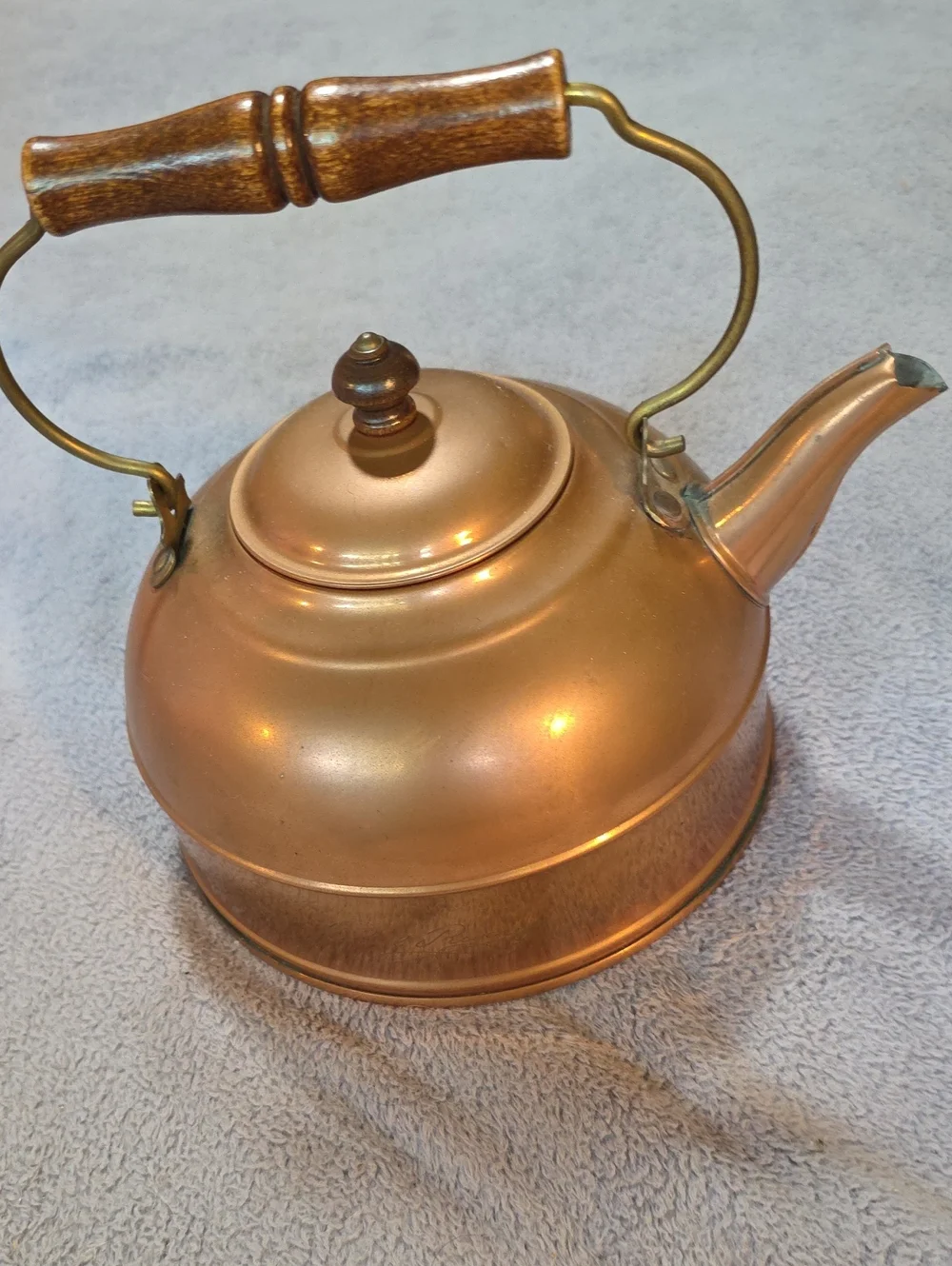 Vintage Paul Revere 1801 Copper Tea Kettle – Brass & Wood Accents